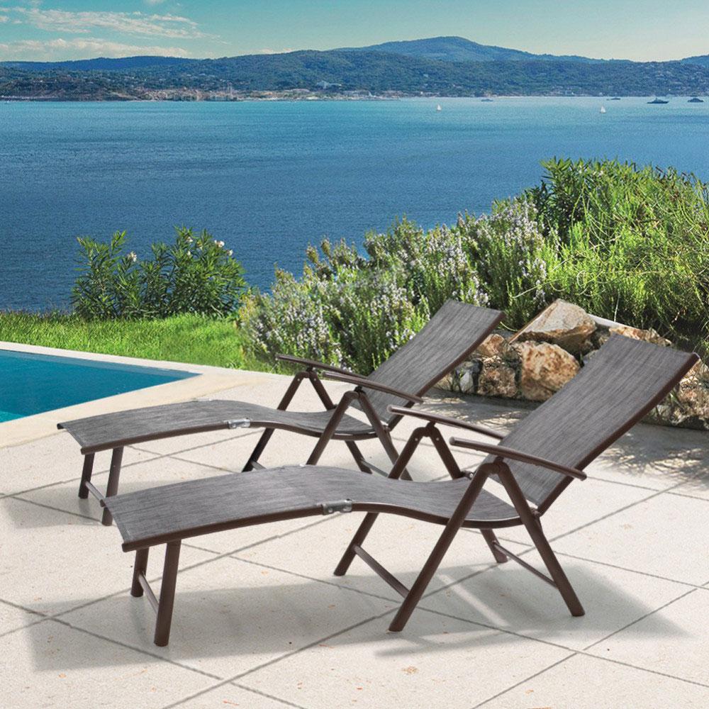 All Weather Aluminum Patio Lounge Chair 2 PCS